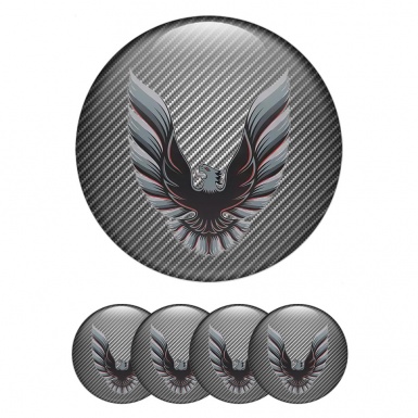 Pontiac Stickers for Wheels Center Caps Carbon Fiber Artistic Firebird Logo