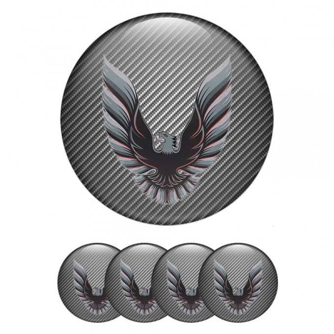 Pontiac Stickers for Wheels Center Caps Carbon Fiber Artistic Firebird Logo