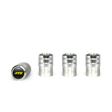 ATS Valve Caps Aluminum 4 pcs Black Silicone Sticker with Yellow Logo