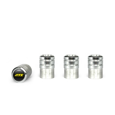 ATS Valve Caps Aluminum 4 pcs Black Silicone Sticker with Yellow Logo