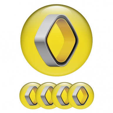 Renault Center Wheel Caps Stickers Yellow Tone Artistic Logo Edition