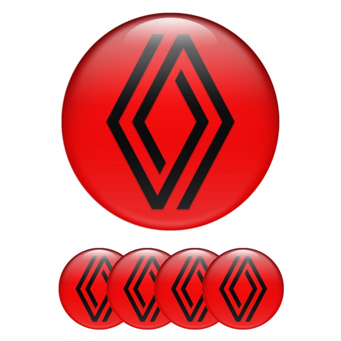 Renault Silicone Stickers for Center Wheel Caps Red Fill Minimalist Edition