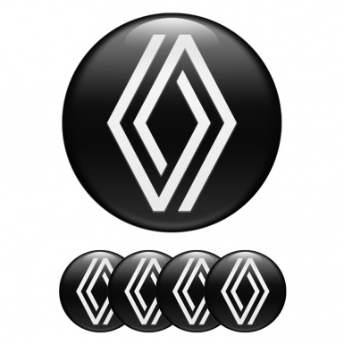 Renault Emblem for Center Wheel Caps Black Base White Minimalistic Logo