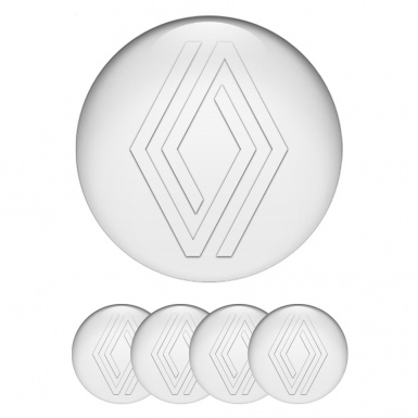 Renault Center Wheel Caps Stickers White Base Transparent Minimalistic Logo