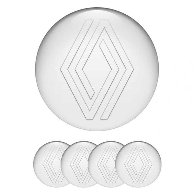 Renault Center Wheel Caps Stickers White Base Transparent Minimalistic Logo