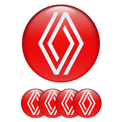 Renault Emblems for Center Wheel Caps Red Background White Simple Logo