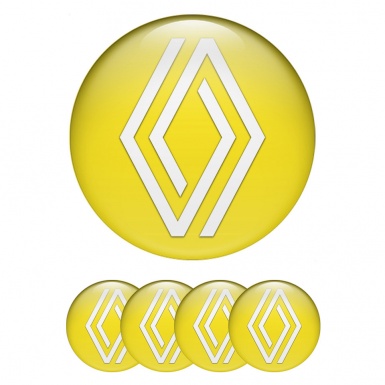 Renault Wheel Stickers for Center Caps Yellow Background White Simple Logo