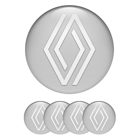 Renault Stickers for Center Wheel Caps Grey Fill White Simple Design