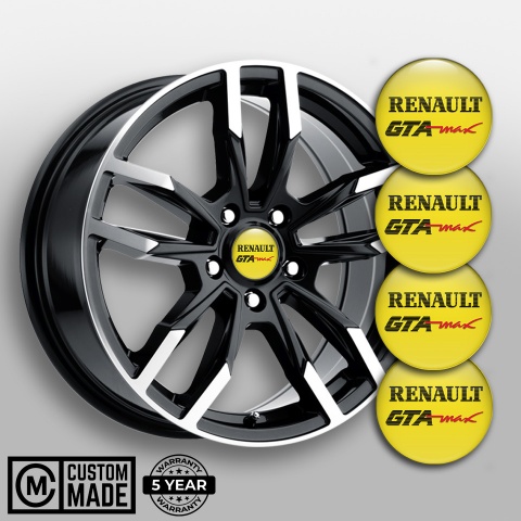 Renault GTA Wheel Stickers for Center Caps Yellow Max Logo Edition