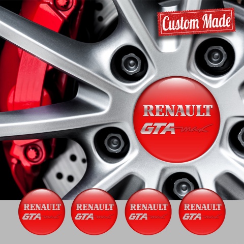 Renault GTA Center Wheel Caps Stickers Red Base White Sport Logo