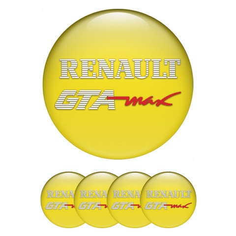 Renault GTA Emblems for Center Wheel Caps Yellow Tint White Sport Logo