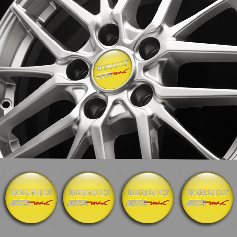 Renault GTA Emblems for Center Wheel Caps Yellow Tint White Sport Logo