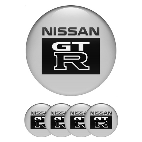 Nissan GTR Wheel Emblem for Center Caps Grey Base Black Square Logo