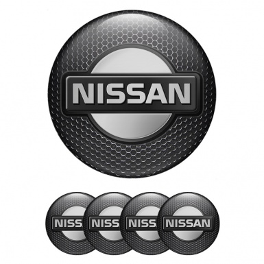 Nissan Center Caps Wheel Emblem Metal Texture Polished Ring Logo