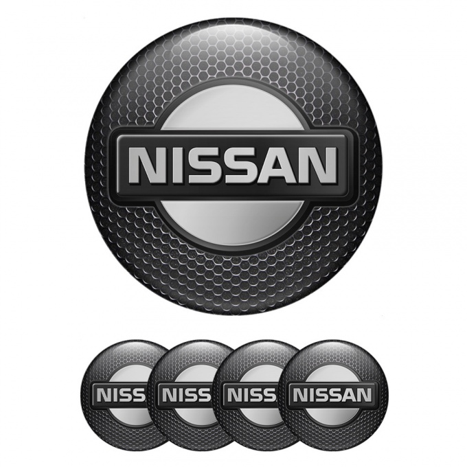 Nissan Center Caps Wheel Emblem Metal Texture Polished Ring Logo