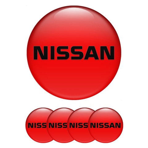 Nissan Emblems for Center Wheel Caps Red Base Heavy Black Edition