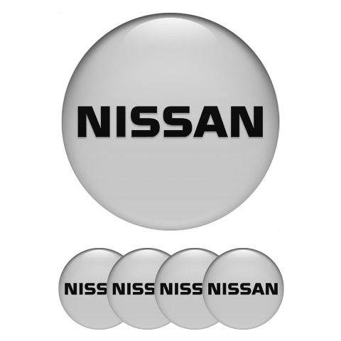 Nissan Silicone Stickers for Center Wheel Caps Grey Heavy Black Logo