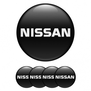 Nissan Emblem for Center Wheel Caps Black Fill White Bold Logo