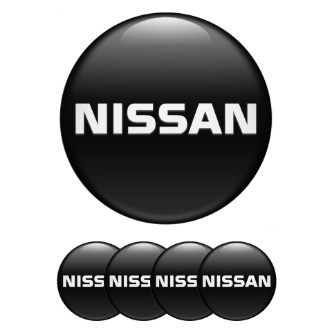 Nissan Emblem for Center Wheel Caps Black Fill White Bold Logo