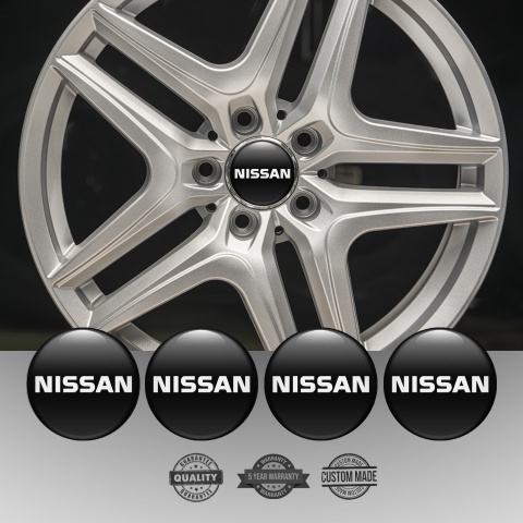 Nissan Emblem for Center Wheel Caps Black Fill White Bold Logo