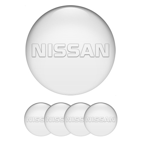 Nissan Center Wheel Caps Stickers White Fill Transparent Bold Logo
