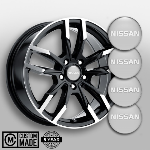 Nissan Center Caps Wheel Emblem Grey Base White Bold Logo Design