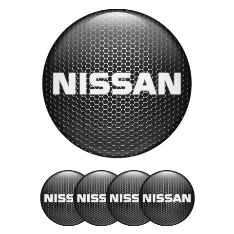 Nissan Wheel Emblem for Center Caps Steel Effect White Bold Logo Design