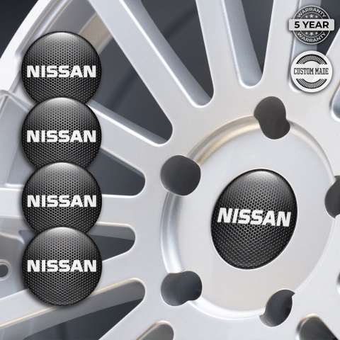 Nissan Wheel Emblem for Center Caps Steel Effect White Bold Logo Design