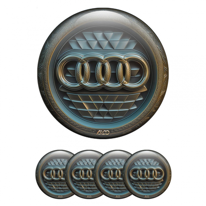 Audi Emblem for Center Wheel Caps Ancient Inscribed Ring Carved Logo