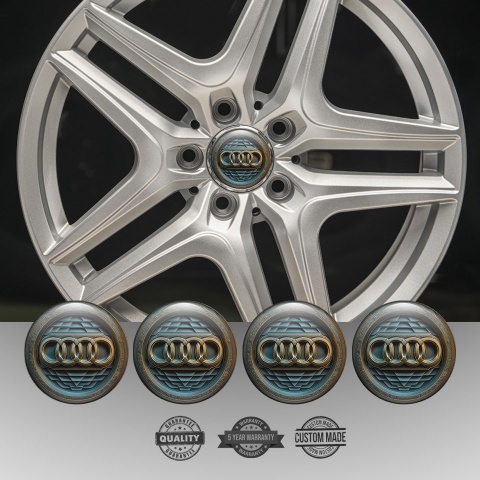 Audi Emblems for Center Wheel Caps Engraved Circle Bronze Logo Design