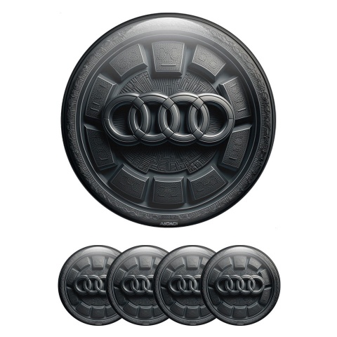 Audi Wheel Stickers for Center Caps Dark Ancient Stone Circle Edition