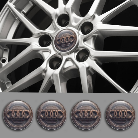 Audi Stickers for Wheels Center Caps Bronze Engraved Ring