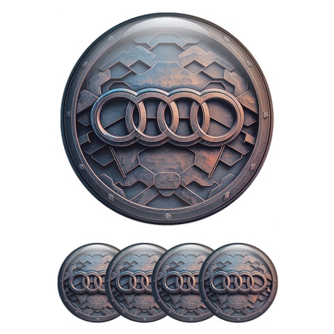 Audi Emblem for Wheel Center Caps Metallic Plates Blue Texture