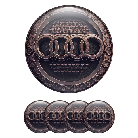 Audi Center Wheel Caps Stickers Copper Fragments Engraved Logo Design