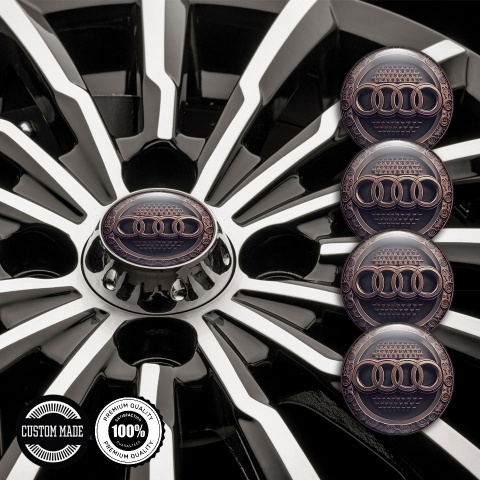 Audi Center Wheel Caps Stickers Copper Fragments Engraved Logo Design