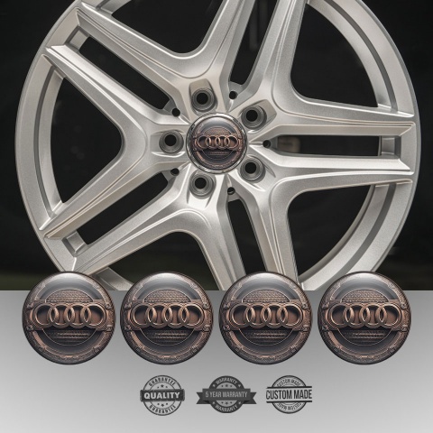 Audi Wheel Stickers for Center Caps Copper Surface Engraved Ring Design