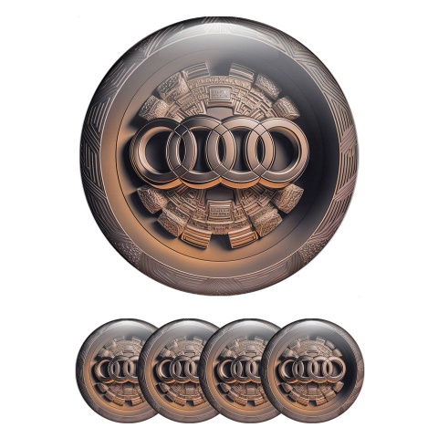 Audi Silicone Stickers for Center Wheel Caps Copper Ring Fragments