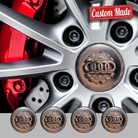 Audi Silicone Stickers for Center Wheel Caps Copper Ring Fragments