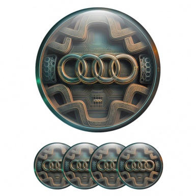 Audi Domed Stickers for Wheel Center Caps Complex Elements Edition