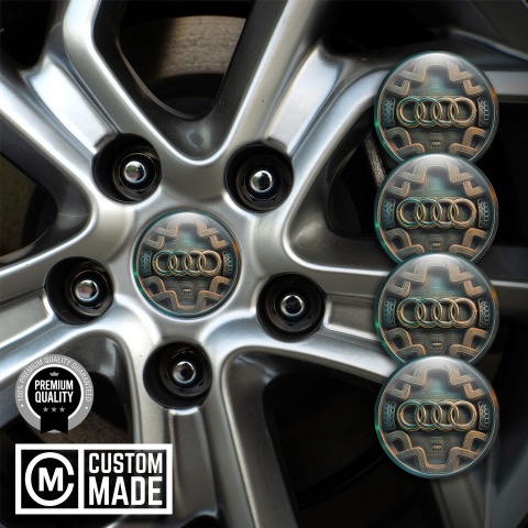 Audi Domed Stickers for Wheel Center Caps Complex Elements Edition