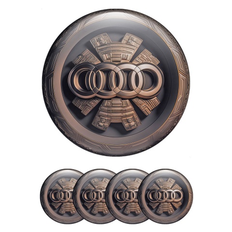 Audi Wheel Emblem for Center Caps Mayan Style Fragments Engraved Ring