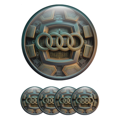 Audi Stickers for Wheels Center Caps Futuristic Fragments Inscribed Logo