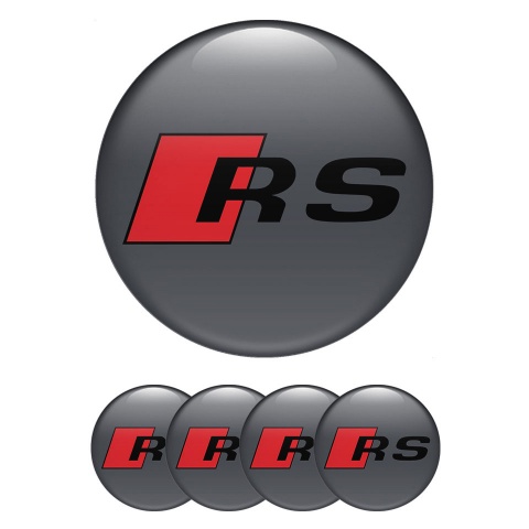 Audi RS Emblem for Center Wheel Caps Grey Base Black Red Sport Design