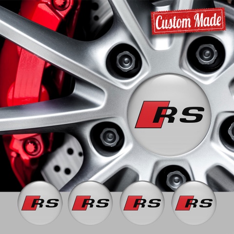 Audi RS Emblems for Center Wheel Caps Light Grey Base Sport Edition