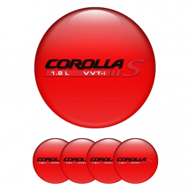 Toyota Corolla Stickers for Wheels Center Caps Red Base Black Red Logo