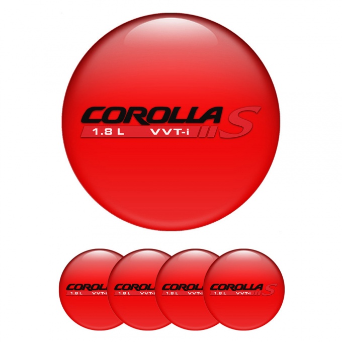 Toyota Corolla Stickers for Wheels Center Caps Red Base Black Red Logo