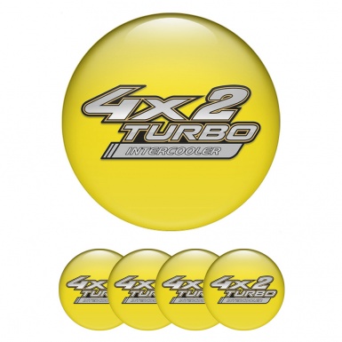 Toyota Center Wheel Caps Stickers Yellow Base Metallic Logo Turbo Intercooler