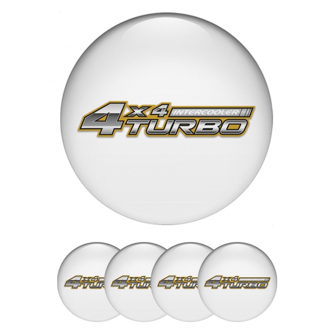 Toyota Emblems for Center Wheel Caps White Base Off Road Turbo Logo Motif