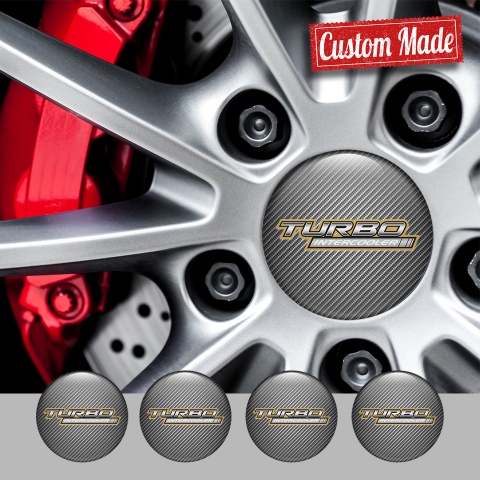 Toyota Center Caps Wheel Emblem Carbon Effect Silver Turbo Intercooler Logo