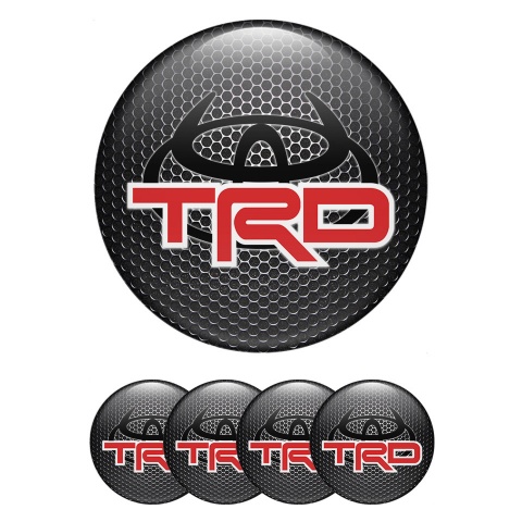 Toyota TRD Center Caps Wheel Emblem Steel Grate Red Evil Logo Design